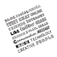 a black and white image of a stamp that says social media