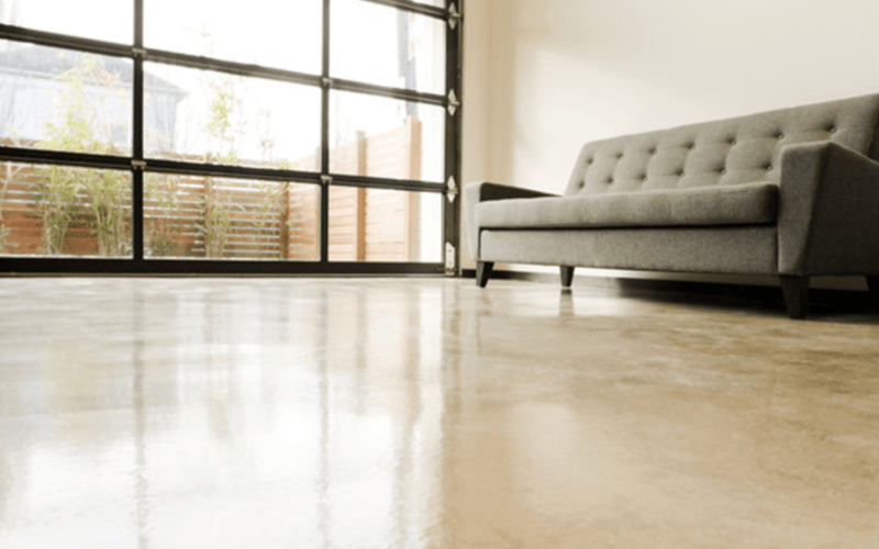Modern Living Space with Polished Concrete Floor