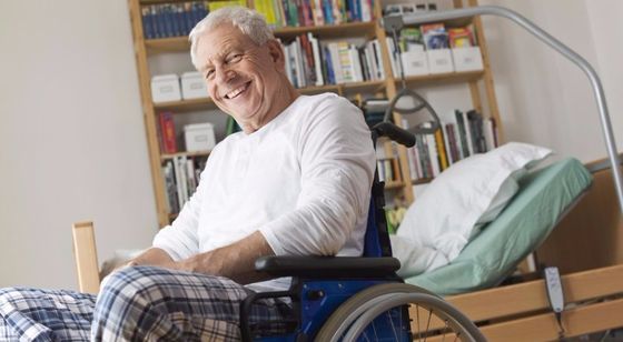 old man on a wheel chair