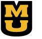 Black and gold University of Missouri “Mizzou” logo on a square black background
