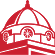 Red domed building logo with white outline and central square window