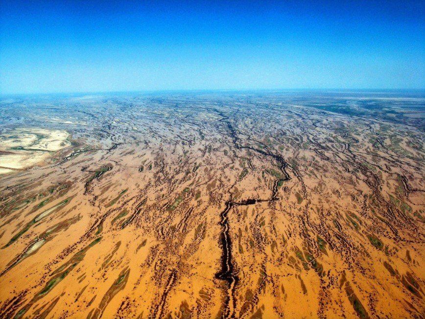 aerial view of a flat land