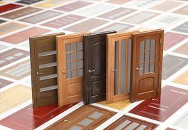 Five miniature wooden doors.