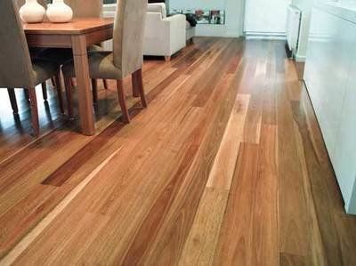 Polished hardwood floor.