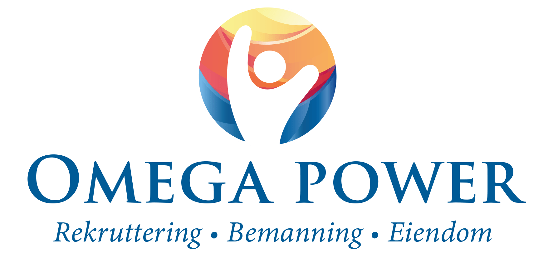 En logo for omega power med en person i en sirkel