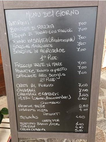 menù su lavagnetta