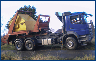 To take advantage of our same day skip hire in Tyne and Wear. Call Today on 0191 584 3382 Skip on the back of a blue wagon