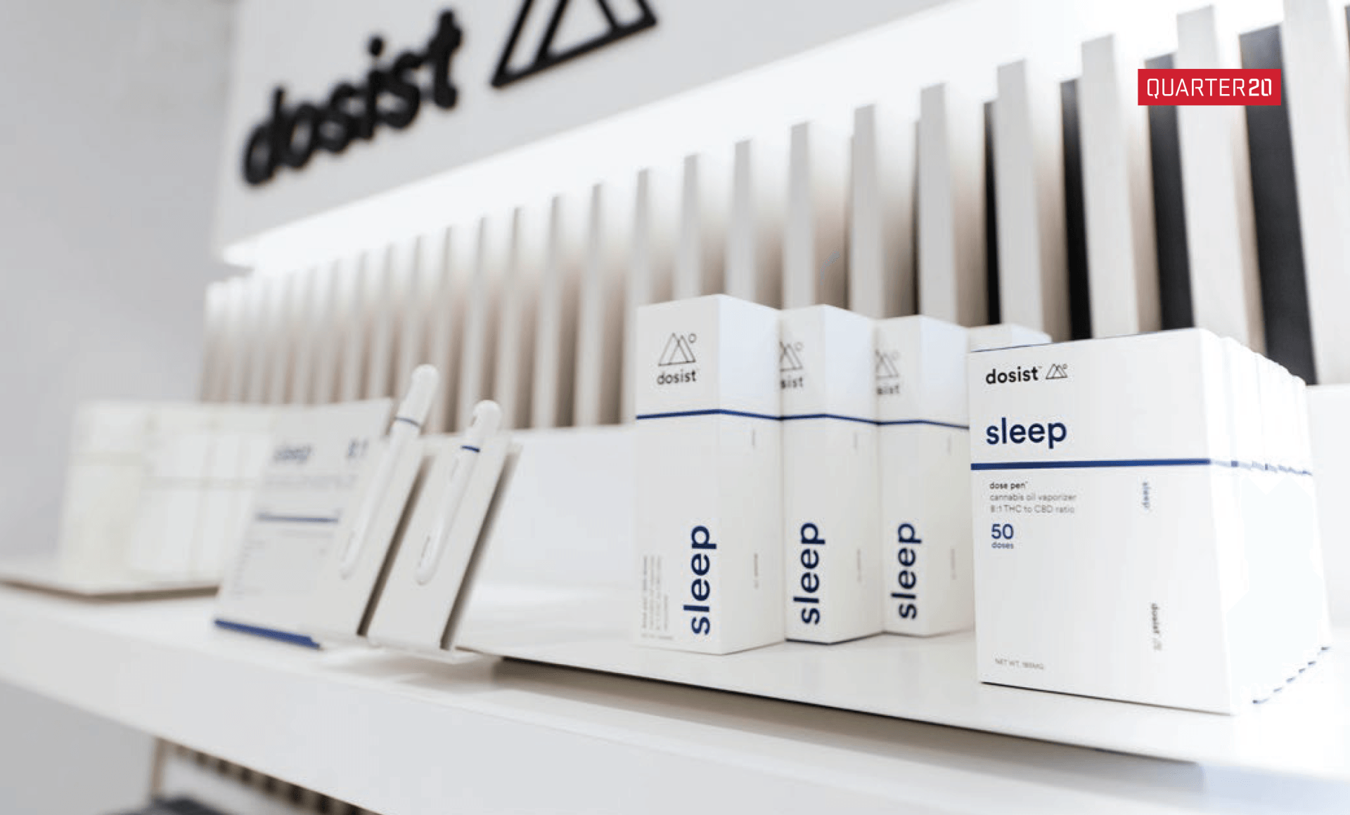 A shelf full of boxes that say sleep on them