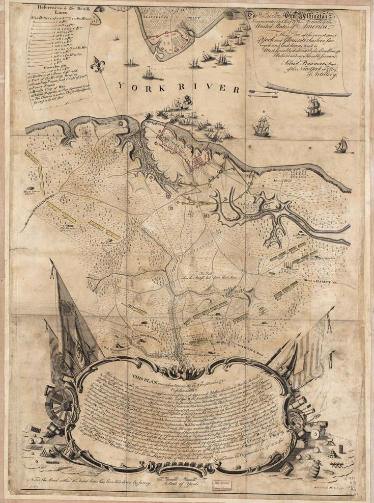 map commemorating battle of yorktown 1782