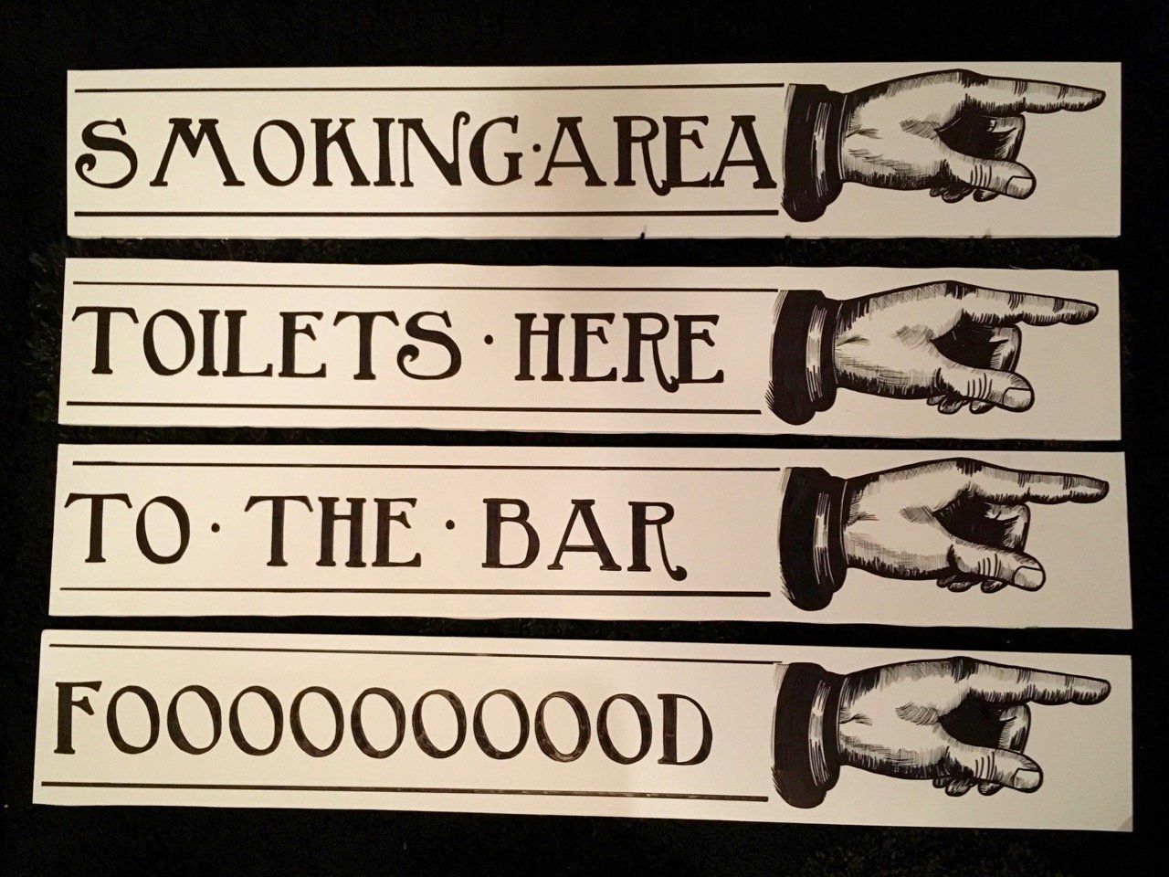 a collection of wedding signs