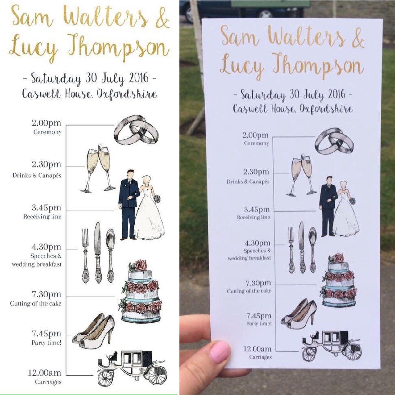 A wedding invitation for sam walters and lucy thompson
