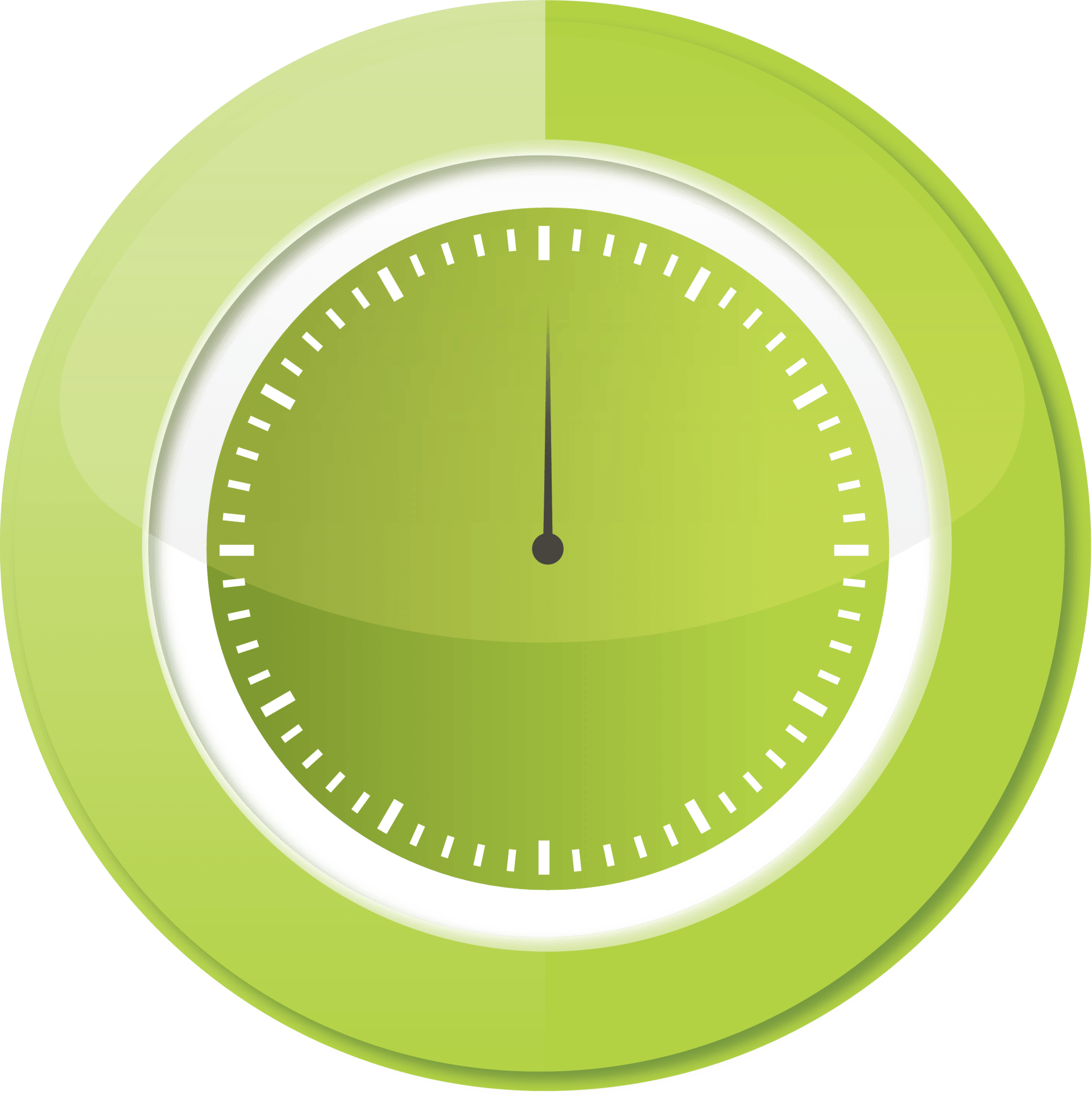 Green clock face showing the time at the top, a countdown timer.