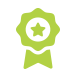 Green award ribbon with a star in the center.