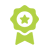 Green award ribbon with a star in the center.