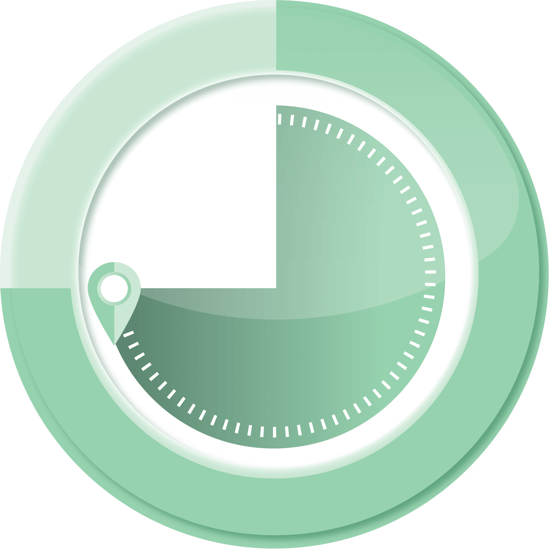 Progress indicator showing approximately 75% completion; green and white.