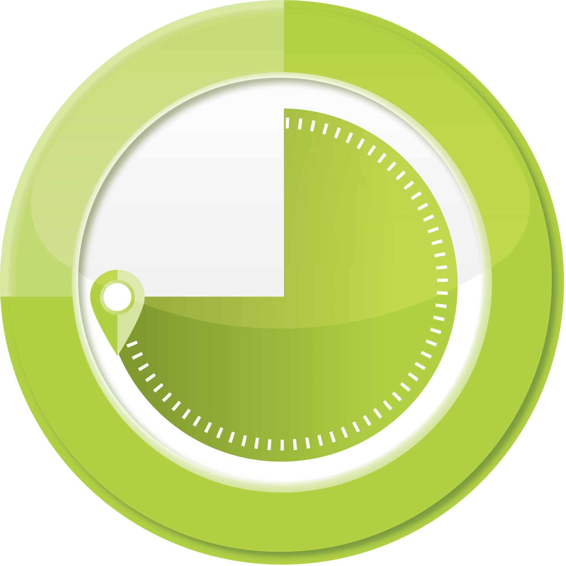 Green circular timer showing about a quarter of the time elapsed.