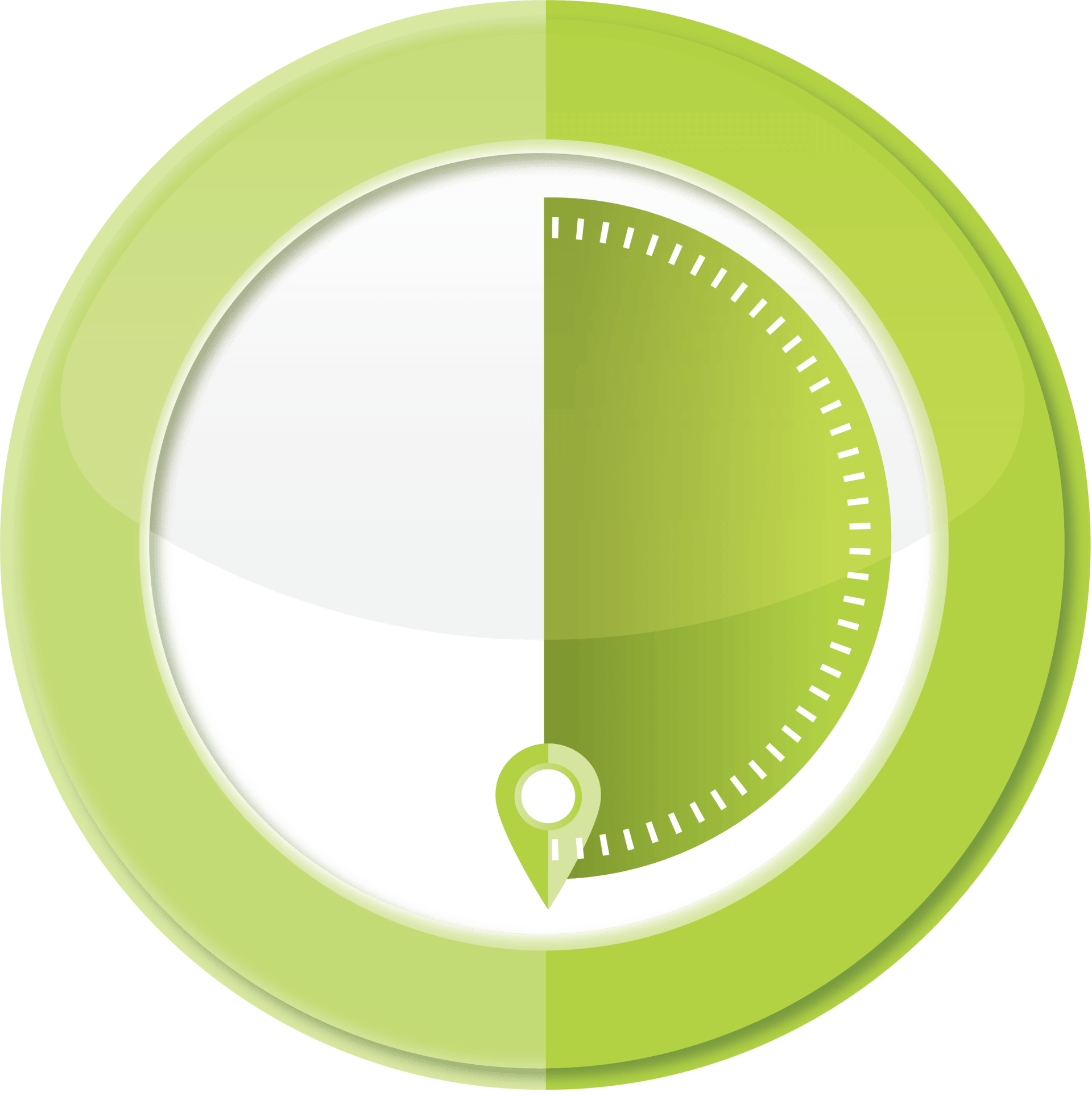 Green half-dial icon showing half the time is used.