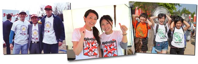 Volunteers wearing Walkathon T-Shirts