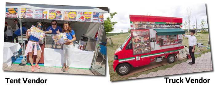 Picture of tent vendor and truck vendor.