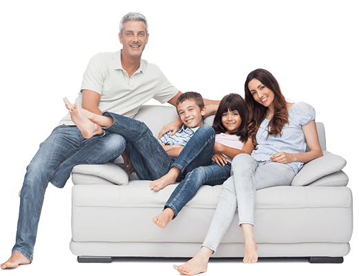 Family sitting on sofa smiling — Furniture Shop in Rural Hall, NC Family sitting on sofa smiling — Furniture Shop in Rural Hall, NC