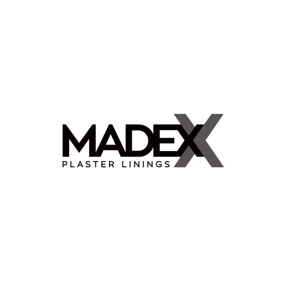 Logo for Madex Plaster Linings, black text on white background. 