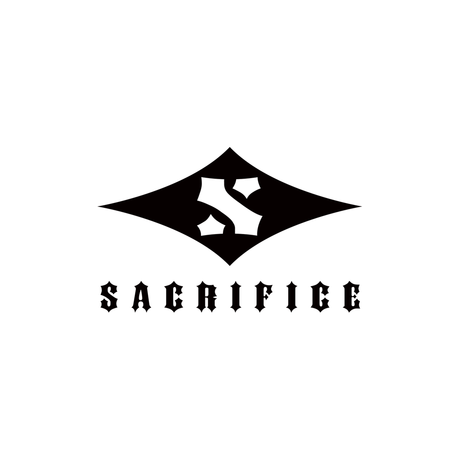 Black logo with stylized 