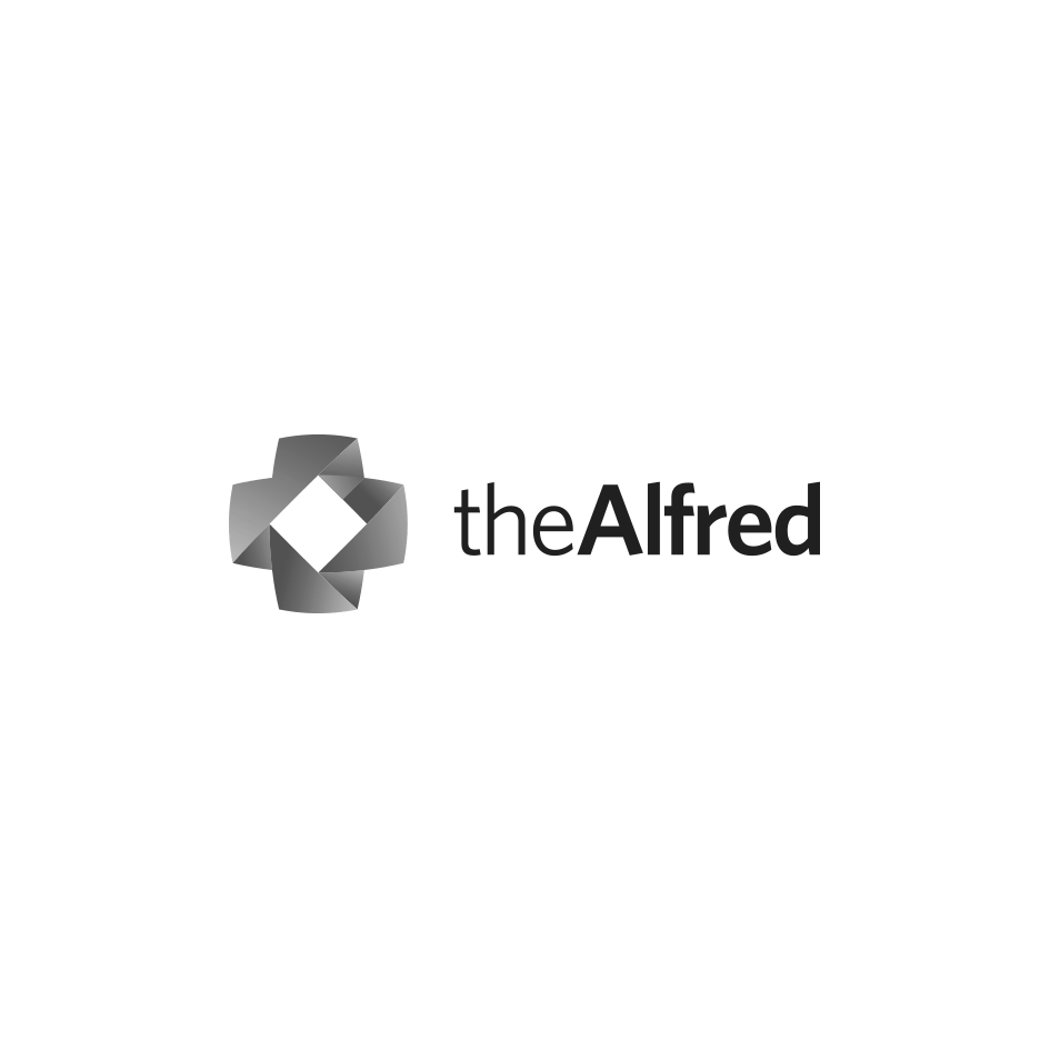 TheAlfred logo: a stylised grey cross shape next to the text 