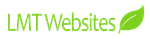 A logo for lmt websites with a green leaf