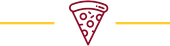 A pizza slice icon between two yellow horizontal lines.