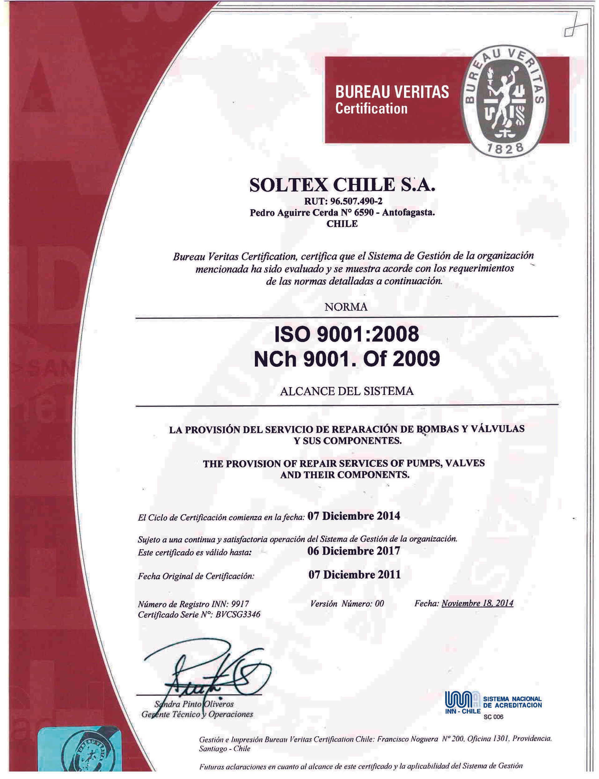 Soltex Cert. ISO9001:2008