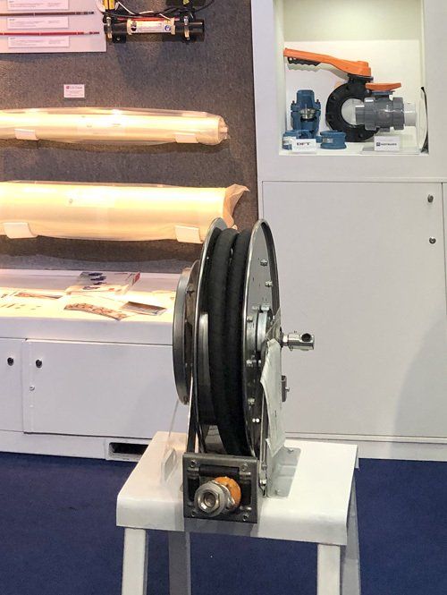 Carrete Hannay Reels en stand Soltex Exponor 2019