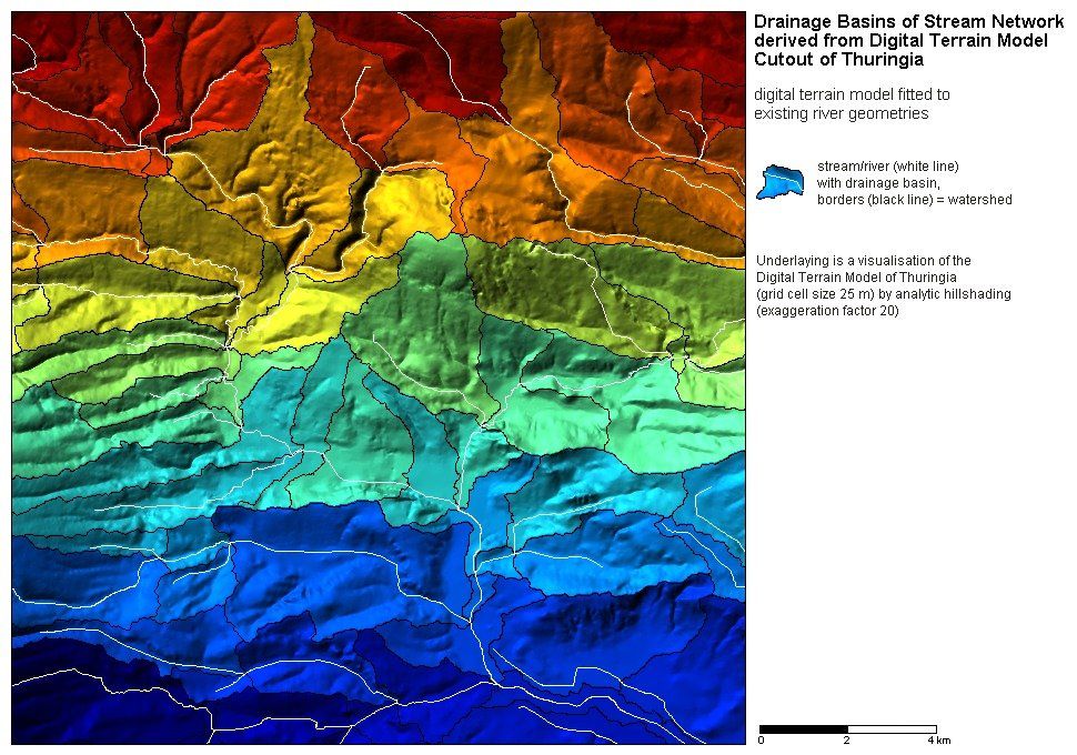 A map of a mountain range with a rainbow of colors