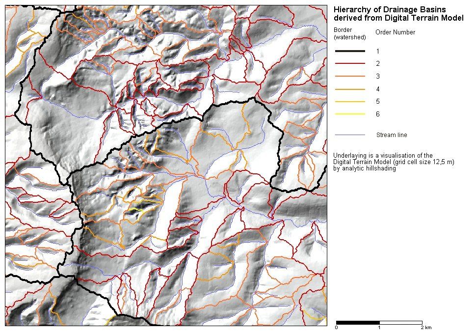 A map of a mountain range with roads and lines on it.