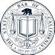 Black-and-white seal with a shield and open book, encircled by text reading “Bar of …”