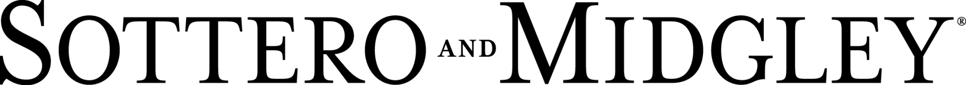 A black and white logo for sottero and midgley