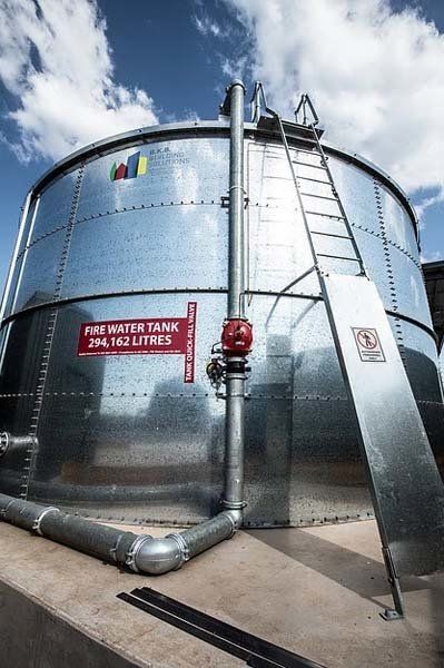 large tank of fire suppression solution