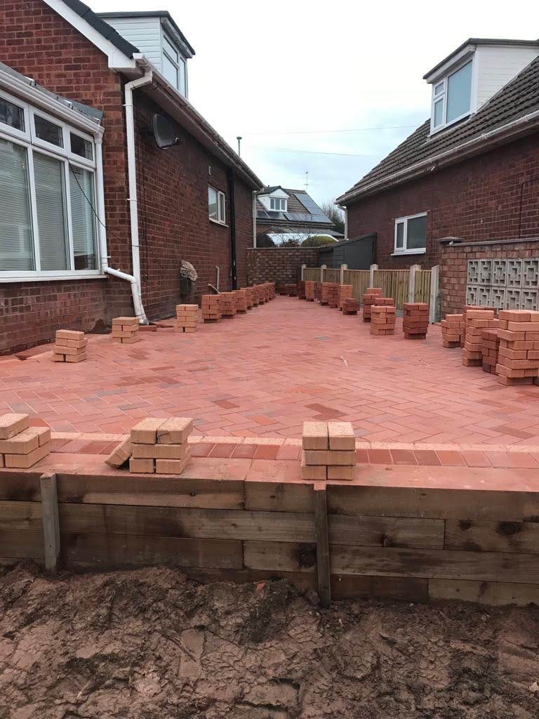 Nearly complete, a new block paved patio build