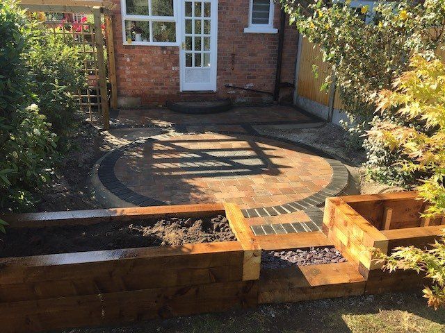 A newly completed block pave patio