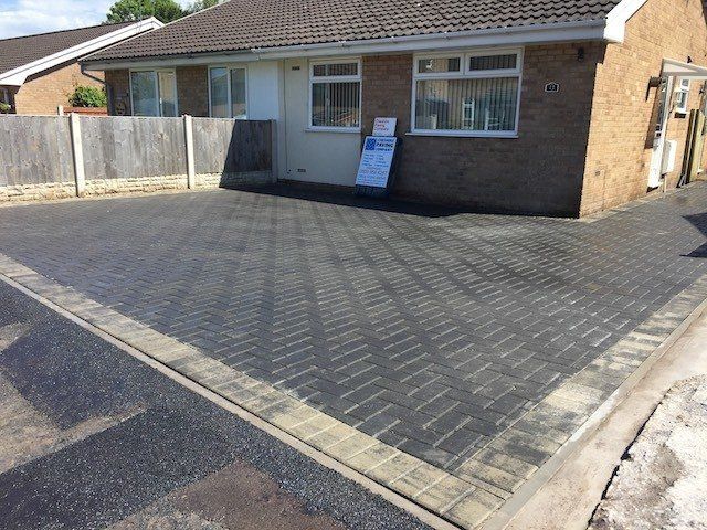 After New block pave driveway in Broughton Wales