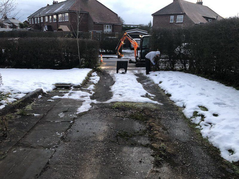 Before New block paved driveway by Cheshire Paving Company in Chelford, near Knutsford, Cheshire