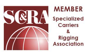 SCRA logo and text: Member Specialized Carriers & Rigging Association in maroon and white
