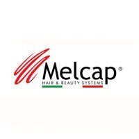 Logo Melcap con swoosh rossi, testo nero e colori della bandiera italiana.