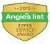 Orange Angie’s List Super Service Award badge with “2015” and green stars