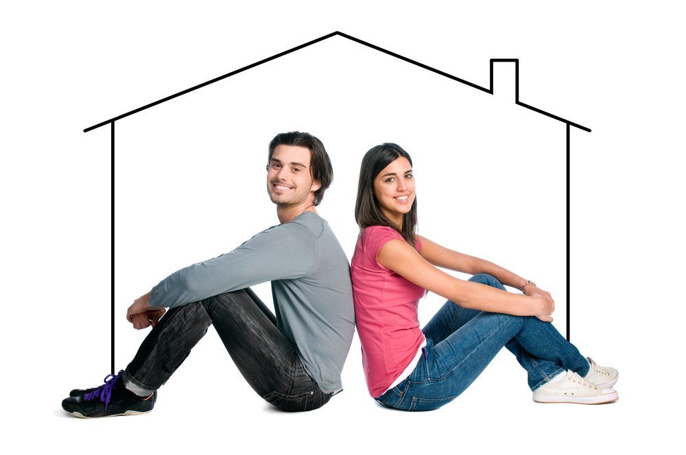 Two People Sitting Under Illustrated House - Conveyancing Central Coast