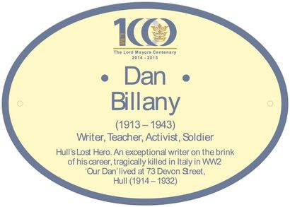 Dan Billany Plaque , Devon Street , Hull Dan Billany Plaque , Devon Street ,Hull