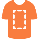 An orange t-shirt with a square on it.