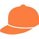 A silhouette of an orange baseball cap on a white background.