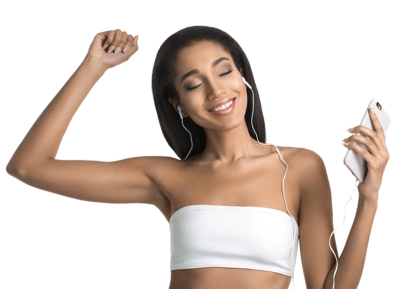 Young girl dancing to music