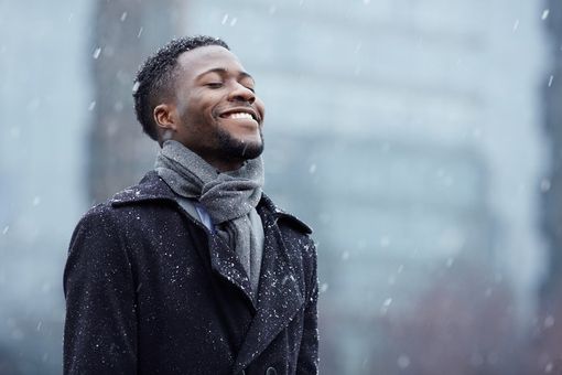 Fashion Man Enjoying The Snow - Fashion in Chicago, IL