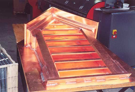 Copper Flashings Along Base of Chimney